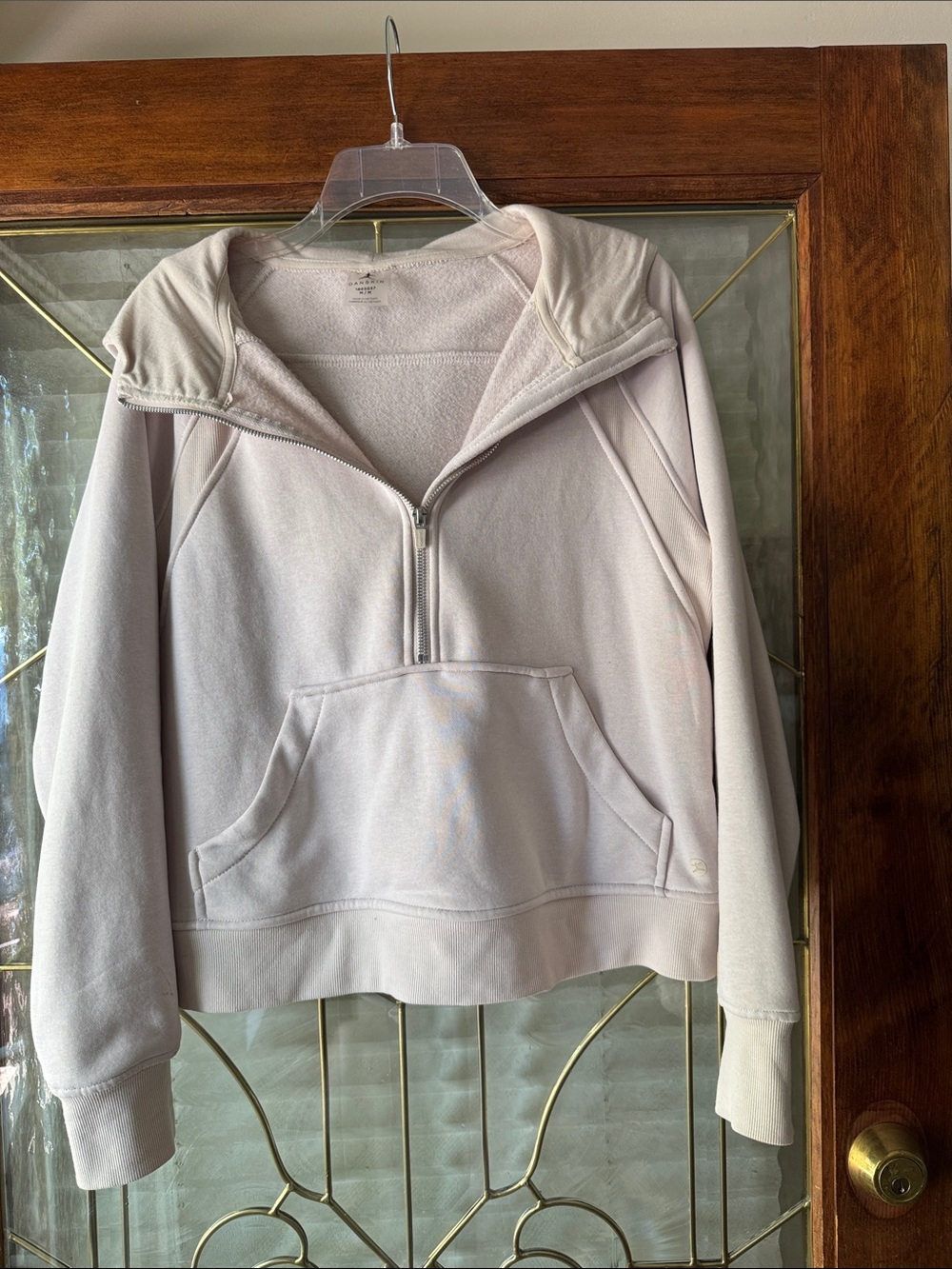 Danskin Light Cream Half-Zip Hooded Sweatshirt
